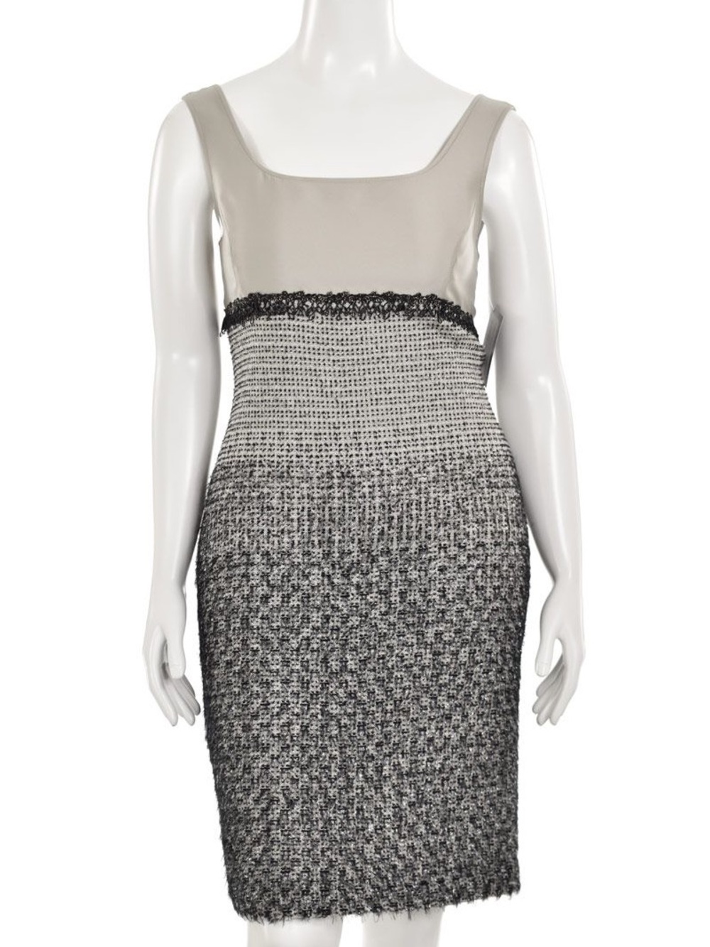 St. John Limestone/Black Glitter Knit Sheath Dress Size 6